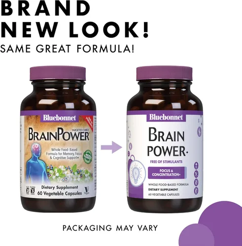 Vista 2 de Bluebonnet Nutrition Brain Power - Mezcla nootrópica a base de alimentos integrales - Para la salud cerebral - Bacopa, melena de león, arándano