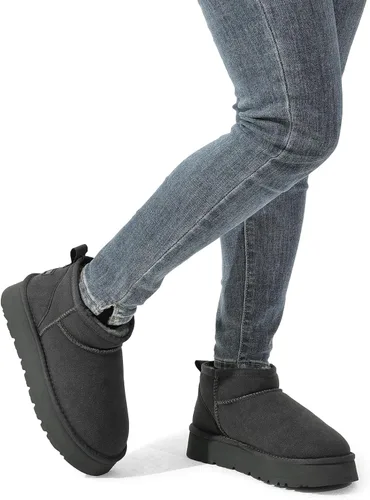 Vista 6 de DREAM PAIRS Botas de nieve para mujer, botas de invierno con plataforma y forro de piel sintética
