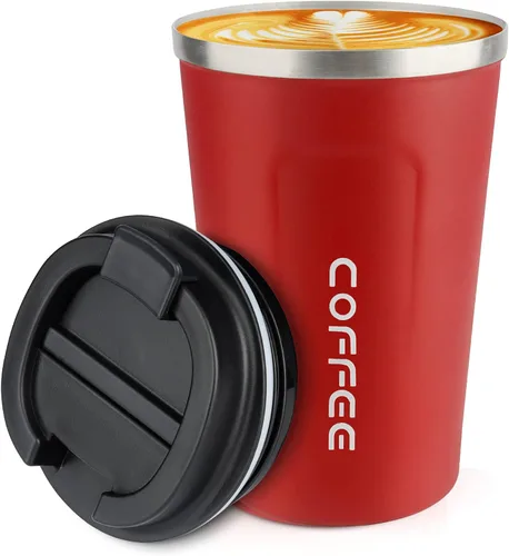 Vista 8 de CS COSDDI - Vaso térmico de acero inoxidable de 12 onzas con aislamiento al vacío, taza de viaje de café a prueba de derrames con tapa