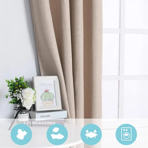Vista 4 de LUSHLEAF Cortinas opacas para dormitorio, sala de estar, cocina, cortinas de ventana con aislamiento térmico y ojales, 2 paneles, 52 x 63 pulgadas