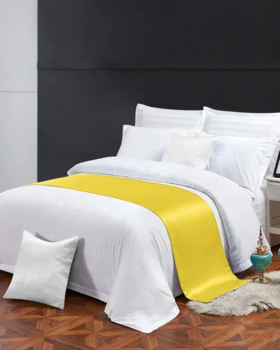 Vista 3 de Minimalis - Bufanda amarilla para cama individual, manta de lujo para cama individual, matrimonial, Queen, King, para dormitorio, hotel, boda