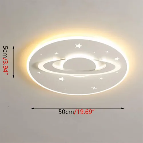 Vista 4 de FXJ Modern Cartoon Planet Ceiling Light LED Flush Mount Ceiling Lamps Chandeliers 3-Lights Dimmable Close to Ceiling Lighting Fixtures for Kids