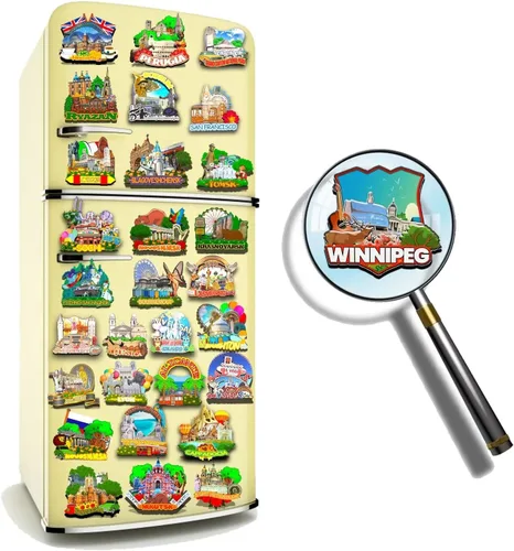 Vista 4 de Winnipeg - Imán de madera para nevera, diseño de Canadá, monumentos en 3D, recuerdos coleccionables, decoración hecha a mano, 1328