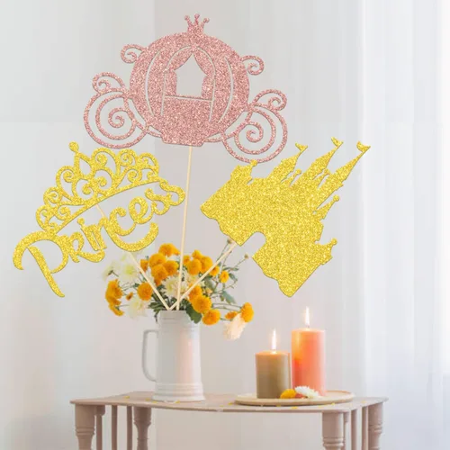 Vista 5 de 12 piezas de decoración de mesa de princesa para baby shower, corona de princesa, centros de mesa de princesa para mesas, castillo de princesa, baby