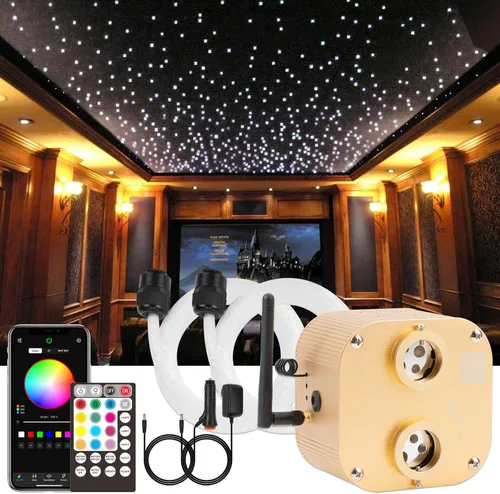 Vista 13 de CHINLY Starlight - Kit de luces de fibra óptica, 550 unidades, 13.1 pies, 0.02 pulgadas, 16 W, modo de música, Bluetooth, control remoto, control