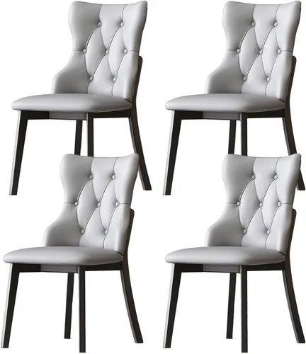 Vista 13 de Upholstered Dining Chairs with Backrest,Kitchen Chairs Leather,Living Room Chair with Wood Legs for Home, Restaurant, Hotel, Conference Room, Grey