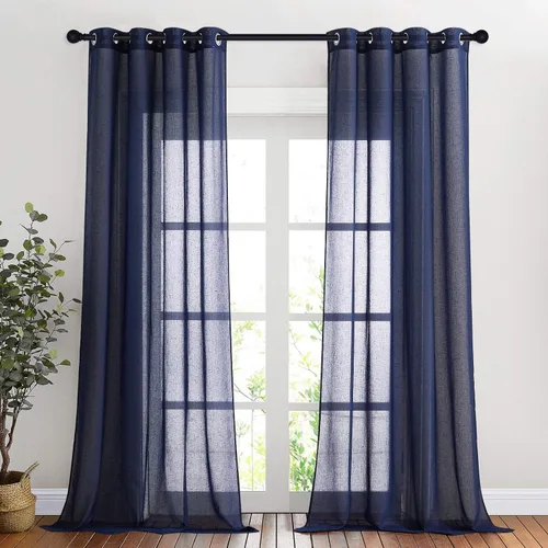 Vista 178 de NICETOWN Cortinas semitraslúcidas para ventana de cocina con ojales, 29 pulgadas de ancho x 24 pulgadas de largo, color blanco, cortinas