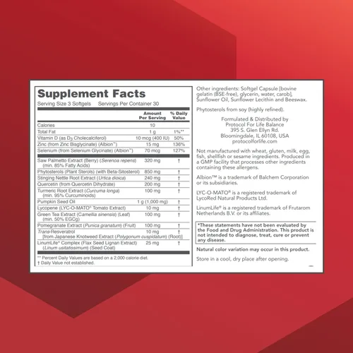 Vista 2 de PROTOCOL FOR LIFE BALANCE Prostate-B Clinical Strength - Suplemento para la salud de la próstata para hombres - con beta-sitosterol, licopeno