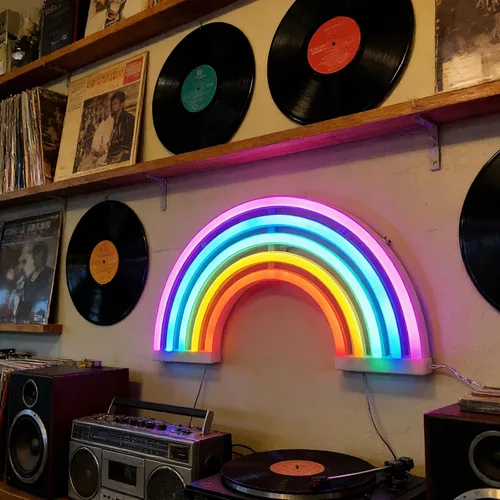 Vista 2 de Nordstylee Letreros de luz neón de arcoíris, luces LED de noche de arco iris para decoración de regalo de niños, pared, fiesta de cumpleaños