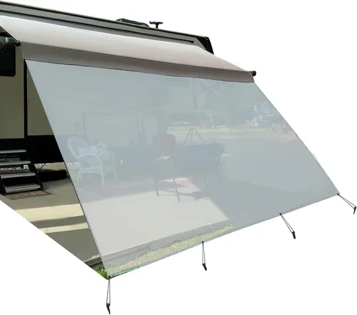 Vista 10 de Leaveshade - Toldo parasol, 6 x 14 pies x 3 pulgadas (apta para toldos de 15 pies), protección frontal de patio de malla, deslumbramiento Marrón