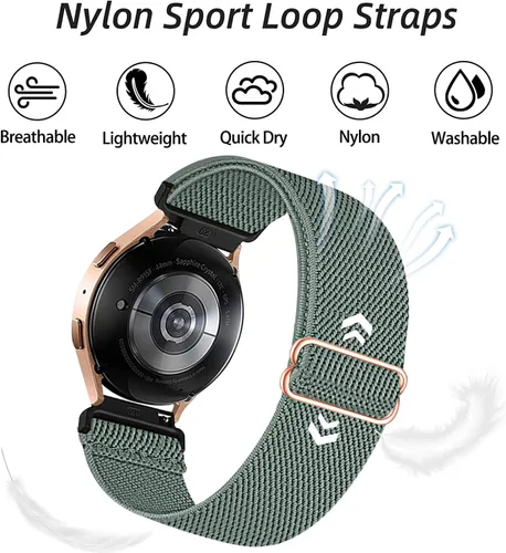 Vista 2 de 6 Pack Bands Compatible with Samsung Galaxy Watch 4 5 6 Band 40mm 44mm/Galaxy Watch 4&6 Classic Band/Watch5/5 Pro 45mm/FE 40mm, 20mm Stretchy