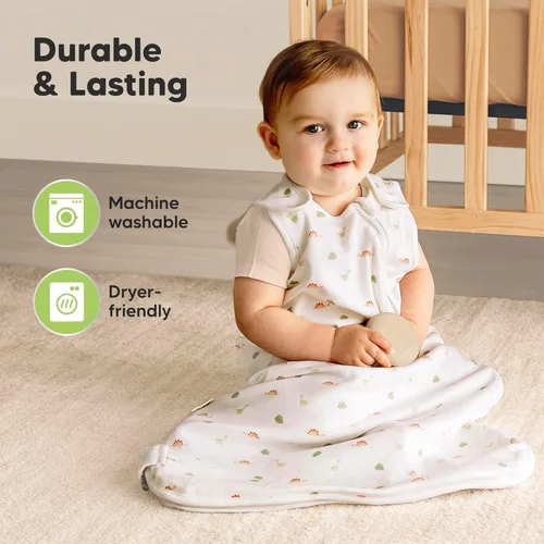 Vista 8 de Paquete de 2 sacos de dormir orgánicos para bebé, 100% algodón, suave y transpirable, manta de 0.5TOG para bebé, saco de dormir para niños pequeños