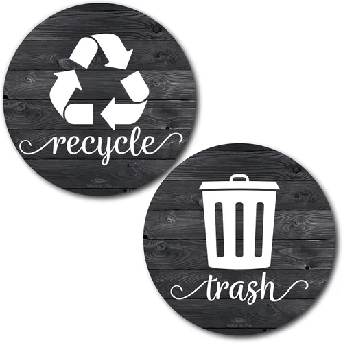 Imanes rústicos de basura y reciclaje, imán de reciclaje de granja de 3.5 pulgadas para basura, calcomanías magnéticas de reciclaje para cubo de