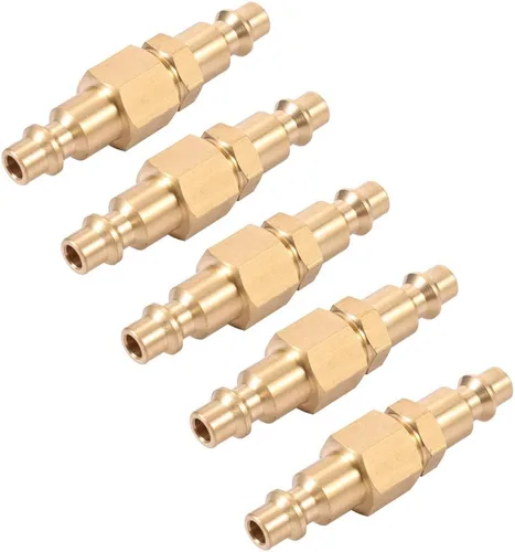 Vista 7 de Adaptador de conexión rápida de manguera de aire hembra de latón NPT de latón de 1/4 pulgadas, acoplador de aire y kit de enchufes, accesorios