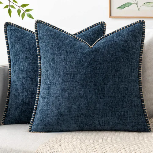 Vista 36 de MIULEE Paquete de 2 fundas de almohada decorativas para sofá de 18 x 18 pulgadas, fundas de almohada decorativas de granja verde azulado con borde