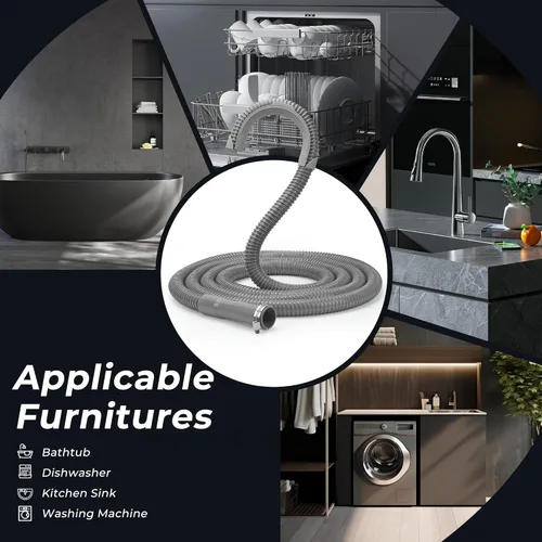 Vista 8 de Funmit Manguera de drenaje universal para lavadora de 8 pies, manguera de extensión flexible apta para la mayoría de lavadoras domésticas