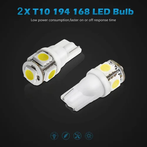Vista 2 de Partsam 194 focos LED blancos para placa de matrícula 168 T10 2825 W5W, focos LED para interior de coche, domo, mapa, puerta, cortesía, placa