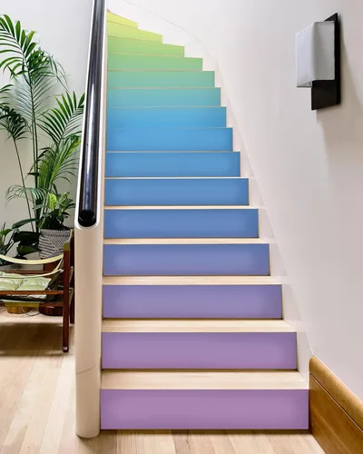 Vista 18 de FLFK Calcomanías para Escaleras - Calcomanías Adhesivas para Escaleras Despegar y Pegar, Pintura al Óleo Graffiti Calcomanías para Contrahuellas
