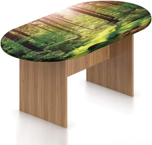 Vista 9 de Mantel ovalado ajustable para mesa de patio, mantel de poliéster elástico para casa de campo, patchwork de diferentes tamaños, tela de mezclilla