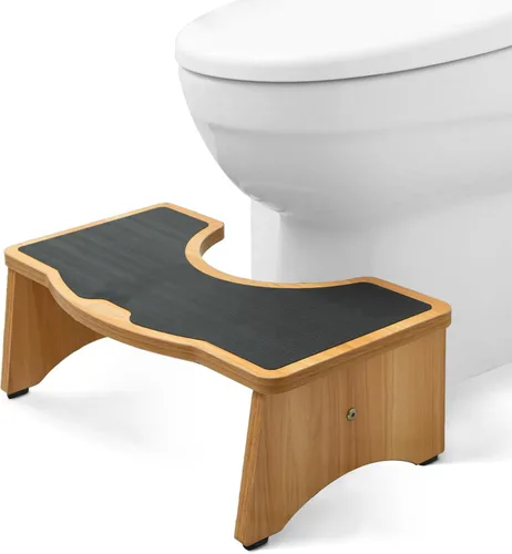 Vista 7 de StrongTek Taburete de inodoro mejorado en cuclillas, taburete de madera para baño, madera extra gruesa, capacidad resistente de 350 libras, cómodo