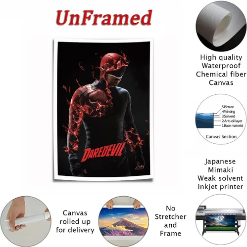 Vista 2 de Daredevil - Pósteres de impresión en lienzo, adecuados para dormitorio, sala de estar, baño, decoración de pared LCVME (12 x 18 pulgadas, sin marco)