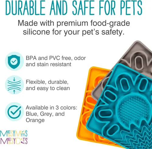 Vista 6 de Messy Mutts and Cats - Alfombrilla de silicona enmarcada para lamer multisuperficie, 9.5 x 9.5 pulgadas, tapete de alimentación lenta