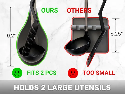 Vista 5 de Reposacharas de silicona NEGRO para estufa, juego de 2 – RESISTENTE AL CALOR APTO PARA LAVAVAJILLAS, soporte para utensilios de cocina