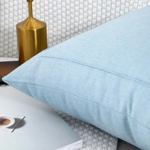 Vista 3 de Jepeak - Juego de 2 fundas de almohada de lino de arpillera de 16x16 pulgadas, fundas decorativas estilo casa de campo rústicas, neutras, cuadradas