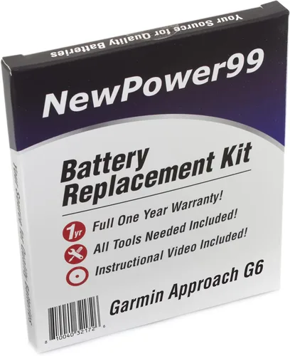 NP99sp NewPower99 Kit de repuesto de batería para Garmin Approach G6 Golf GPS con herramientas, instrucciones en video, batería de larga duración