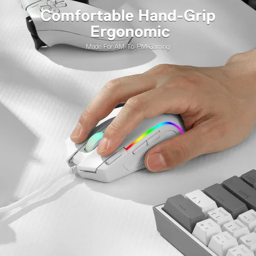 Vista 4 de Redragon M612 Predator RGB - Mouse para juegos con cable óptico de 8000 DPI con 11 botones programables y 5 modos de retroiluminación, software