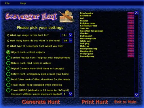 Vista 7 de Riddle Me Scavenger and Treasure Hunt Clue Software for Windows Download