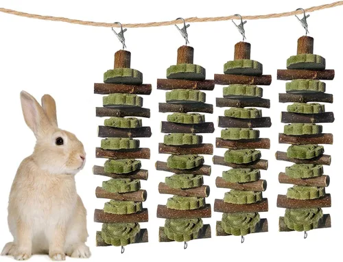 Vista 12 de kathson Chinchilla Treats - Juguetes masticables de conejito para conejos, rechinar dientes, palos de bambú orgánico juguetes naturales