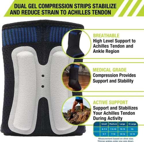 Vista 4 de Pro-Tec Athletics Achilles Sleeve with Dual Gel Compression Strips, Achilles Tendon Support for Tendinitis Relief