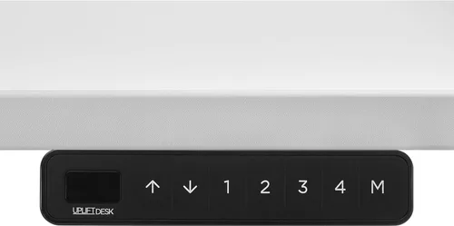 Vista 6 de Uplift - Escritorio de pie de bambú oscuro (48 x 30 pulgadas), 2 patas V2 ajustable, marco en C (negro), teclado avanzado, ojales de alambre