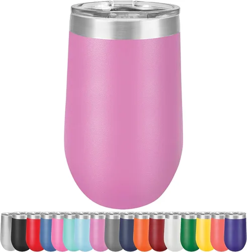 Vista 6 de Vaso de vino grande de 16 onzas, aislado al vacío, acero inoxidable con tapa, vasos de vino aislados con tapas, copas de vino sin tallo (negro)