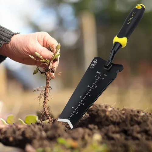 Vista 3 de Herramienta de pala de jardinería, pala de trasplante de jardín de acero inoxidable resistente, cortador de raíces, pala de mano pequeña multiusos