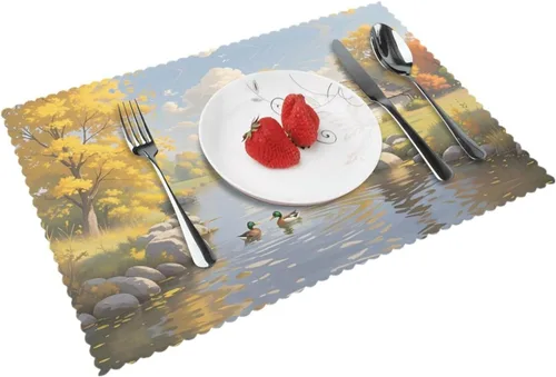 Vista 12 de Rectangular Placemats Set of 4, Heat Resistant Bear Printed Kitchen Dining Table Mats