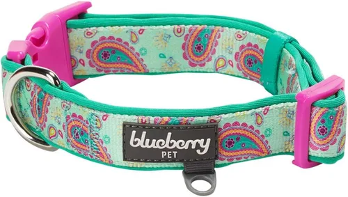 Vista 14 de Blueberry Pet - Collar ajustable para perro con forma de diamantes tribales del sudoeste en francés rosa con hebilla de metal, cuello 9-12.5