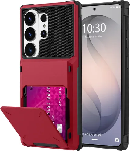 Vista 41 de Funda tipo cartera para Samsung Galaxy S22 con 2 tarjeteros, ranura de crédito, a prueba de golpes, funda híbrida de protección resistente, Negro
