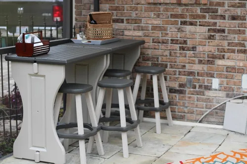 Vista 34 de Doble barra gris profundo superior y base negra, ideal para patio, bañera de hidromasaje, patio trasero, diseño duradero resistente a la intemperie