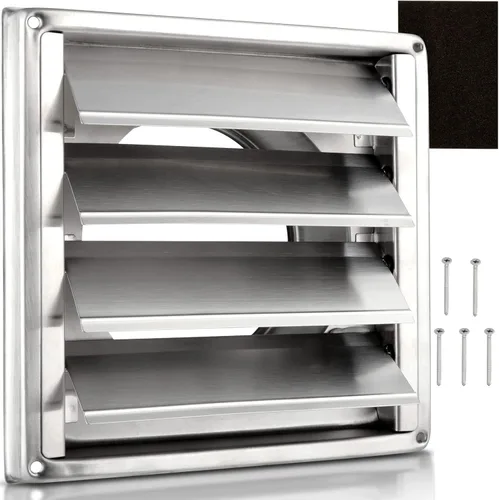 Vista 9 de Cubierta de ventilación de secadora de metal de 4 pulgadas para casa, ventilación de secadora de acero inoxidable de alta calidad con junta de goma