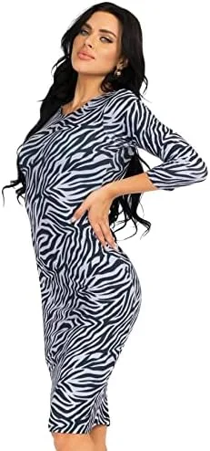 Vista 2 de ICONOFLASH Women's 34 Sleeves Midi Bodycon Dress Crew Neck Fitted Dresses with Plus Size Options