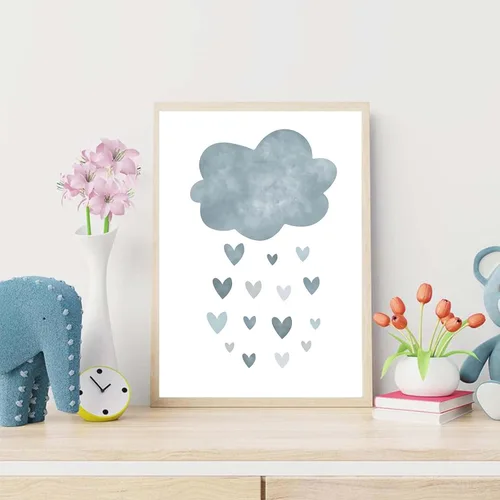 Vista 2 de Impresiones de pared para cuarto de bebé, lienzo de nube de arco iris, arte de pared infantil, póster bohemio nórdico para niños, decoración