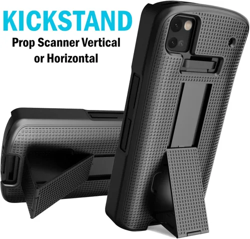 Vista 4 de Nakedcellphone - Funda + correa de mano + clip para cinturón para escáner de computadora móvil Zebra TC53 TC58, funda rígida delgada con soporte