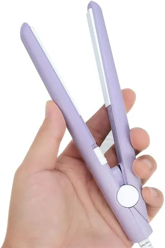 Vista 5 de Mini alisadora de pelo, 2 en 1, mini plancha de pelo de cerámica turmalina, rizador de calor de plancha plana, plancha para alisar el cabello