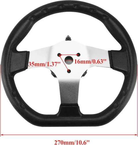 Vista 2 de PRO BAT 270mm/10.6'' Steering Wheel Steel Kit 320mm/12.6'' Gear Rack Pinion Adjustable Shaft Set for 110cc Go Kart Golf Buggy UTV