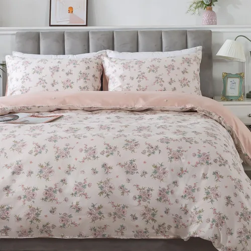 Vista 56 de FADFAY Juego de funda de edredón floral, tamaño completo, 100 % algodón, diseño de rosas y flores, funda de edredón azul, ropa de cama vintage