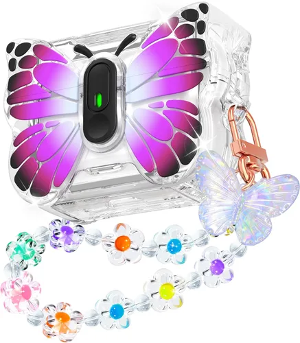 Vista 16 de R-fun Funda para AirPods Pro 2 Butterfly Artistry - Tapa desplegable automática y función de soporte, protección de grado militar de 360°