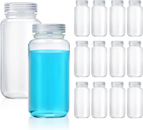 Vista 24 de Tatuo 12 botellas de plástico de 1 onza con reactivo de polipropileno de 1.0 fl oz con tapas de rosca, recipientes de muestra de PP transparentes