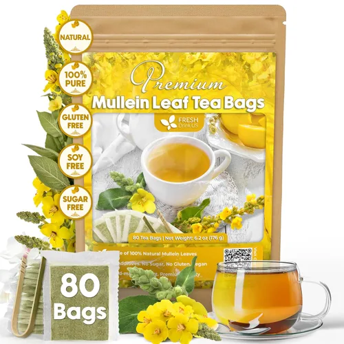 Vista 55 de FreshDrinkUS, 55 bolsas de té de raíz de astrágalo premium, 100% natural y puro de té de hierbas de raíz de astrágalo. Fabricado con bolsas de té